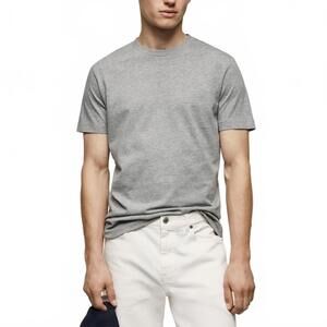 Mango Basic Cotton Stretch T-Shirt Heather Grey NWT XXL